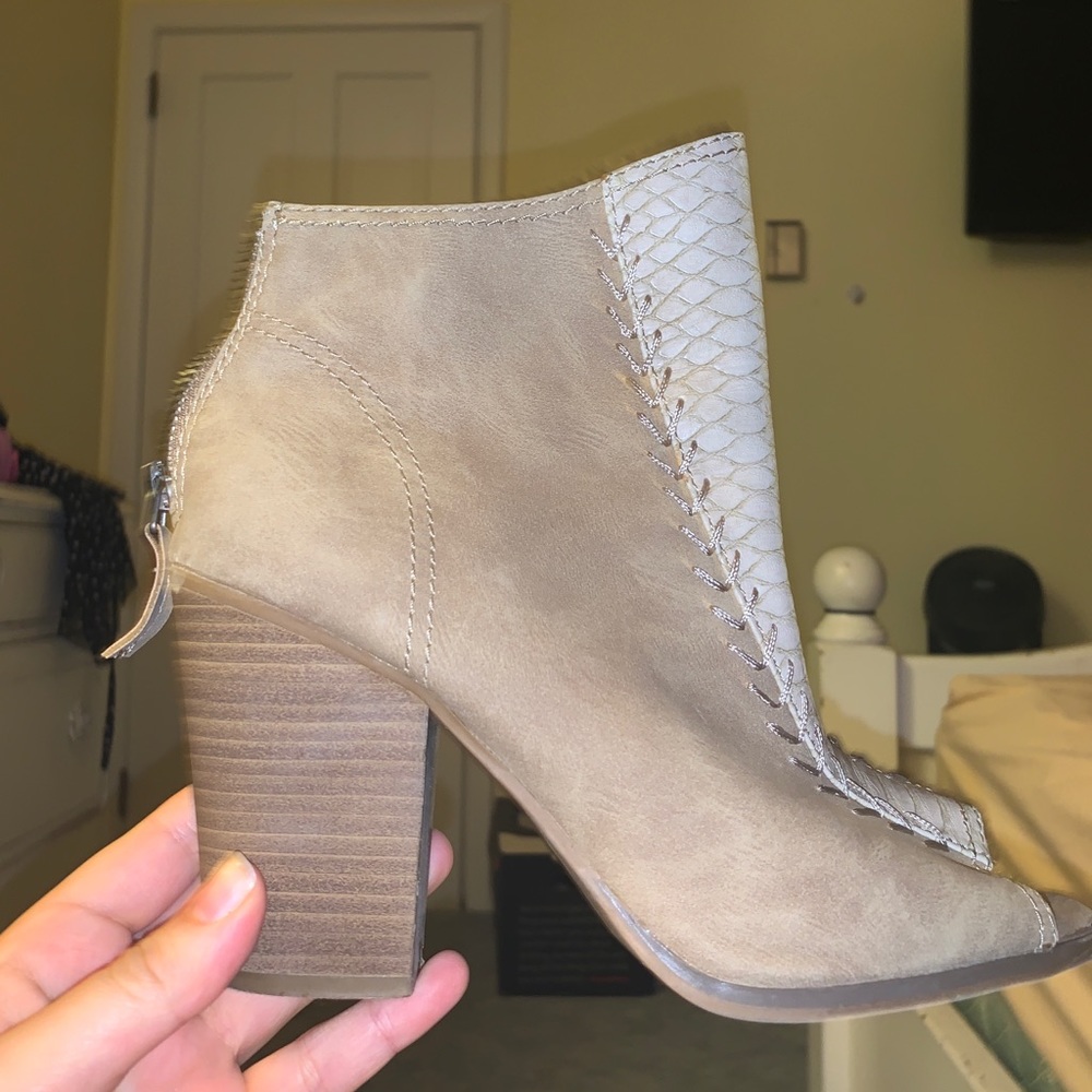 Tan leather booties